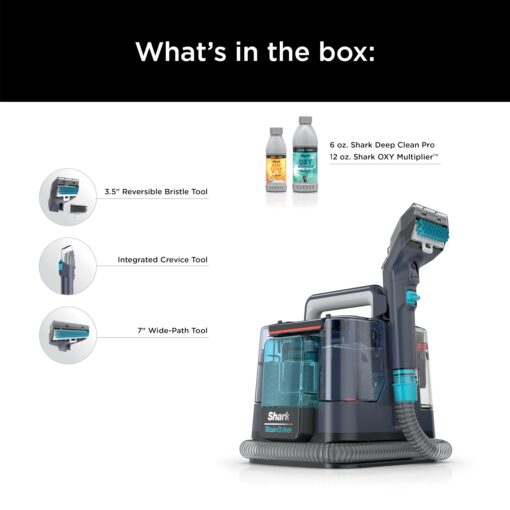 Shark Carpet Cleaner Machine, Portable Upholstery StainStriker, Spot, Stain, & Odor Eliminator, 2 Carpet Cleaner Solutions, 3 Tools, Perfect for Pet Hair, For Carpets & Area Rugs, Purple, PX225BRN - Image 2