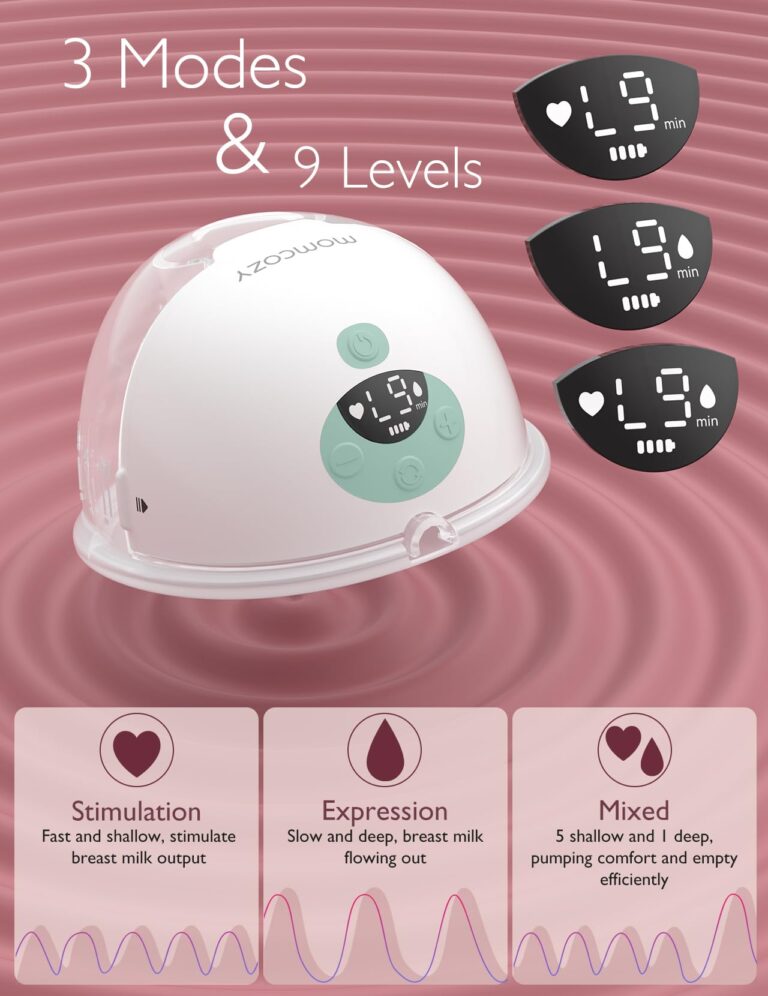 Momcozy M5 Hands-Free Wearable Breast Pump, Double-Sealed Flange for Baby-Like Comfort, 3 Modes & 9 Suction Levels, Portable Electric Pump – 24mm, 2 Pack Mint - Image 5