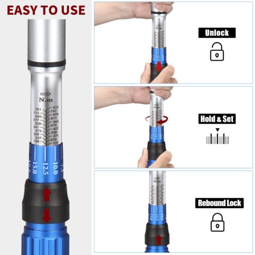 BULLTOOLS 3/4-Inch Drive Click Torque Wrench, 48-tooth High Accuracy Torque Wrench Set with a Hex Key 100-600ft.lb / 135-815Nm - Image 5