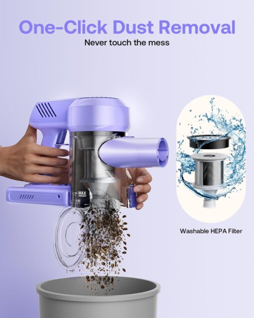Cordless Vacuum Cleaner, 40Kpa 45Mins Vacuum Cleaners for Home, 8-in-1 Lightweight Stick Vacuum with Powerful Suction, Anti-tangle Wireless Vacuum for Carpet, Tile, Pet Hair, Hardwood Floors, Purple - Image 2