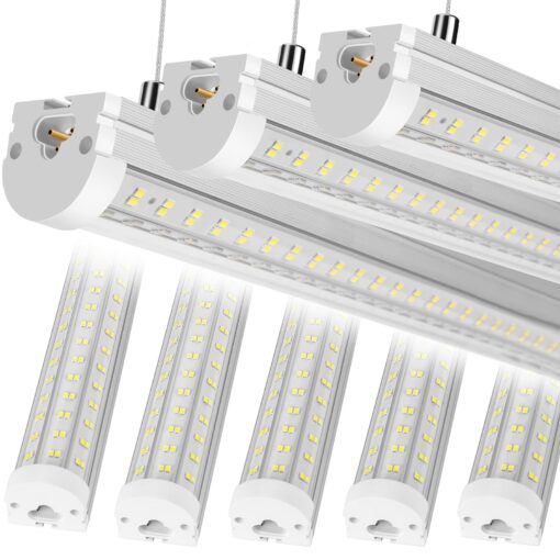 Phiwicsh 8Pack 8FT LED Shop Light, U Shape 125W Integrated LED Tube Light, 6500K Clear White, 20000LM Super Bright LED Lighting, Flush Mount/Hanging Linkable LED Ceiling Lights for Garage, Plug&Play