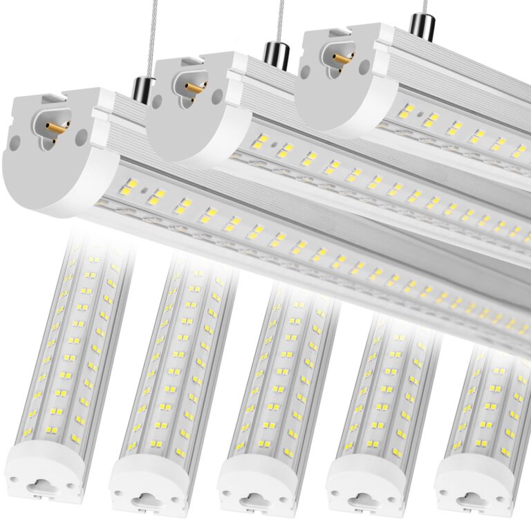 Phiwicsh 8Pack 8FT LED Shop Light, U Shape 125W Integrated LED Tube Light, 6500K Clear White, 20000LM Super Bright LED Lighting, Flush Mount/Hanging Linkable LED Ceiling Lights for Garage, Plug&Play