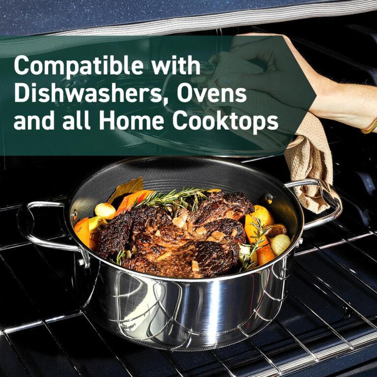 HexClad Hybrid Nonstick 5-Quart Dutch Oven with Stainless Steel Lid, Stay-Cool Handles, Dishwasher-Friendly, Oven-Safe Up to 900°F, Induction-Ready, Compatible with All Cooktops - Image 4