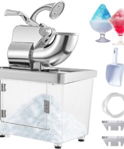 VEVOR 110V Commercial Ice Crusher 661LBS/H, ETL Approved 300W Electric Snow Cone Machine with Dual Blades, Stainless Steel Shaved Ice Machine with Safety On/Off Switch for Family, Restaurants, Bars
