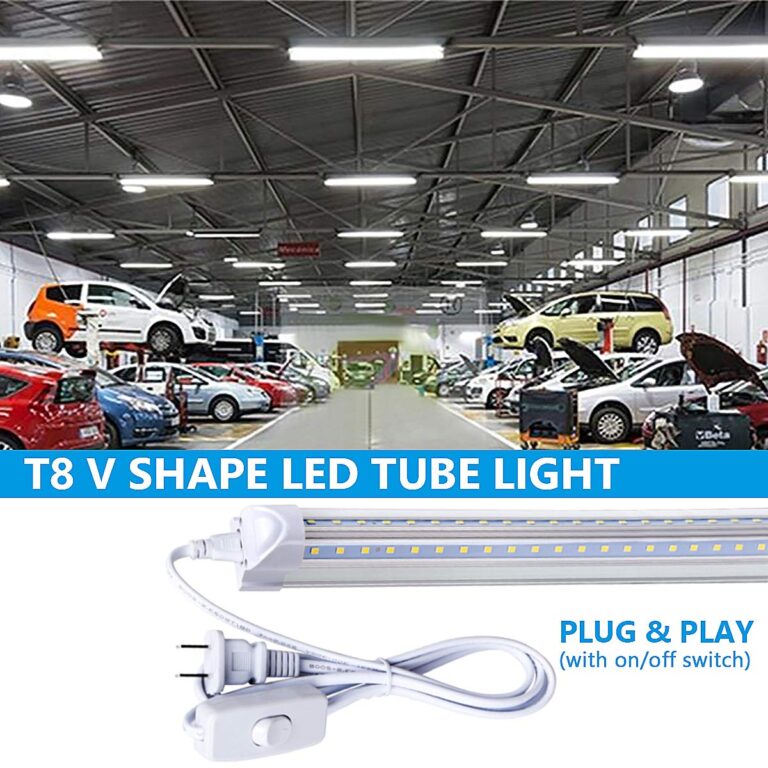 douyidou (12-Pack) 8ft LED Shop Light Fixture, 100W 15000LM 6000K, Cold White, V Shape, Clear Cover, Hight Output, Linkable Shop Lights, T8 LED Tube Lights for Garage 8 Foot with Plug - Image 3