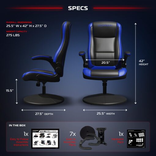 RESPAWN 800 Gaming Chair Floor, Swivel Rocker Gaming Chair, High Back Ergonomic Floor Gaming Chair for Kids and Adults, Gaming Recliner, Floor Rocker Chair with Armrests - Blue - Image 5