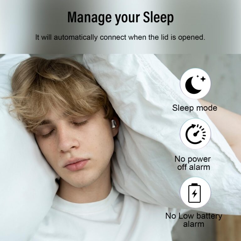 DUSONLAP Sleep Earbuds Bluetooth 5.4 in Ear Light-Weight Headphones, Mini Sleep Headphones Small Design for Side Sleepers, 47H Playtime with Charging Case, Clear Calls Earphones, Warm White - Image 3
