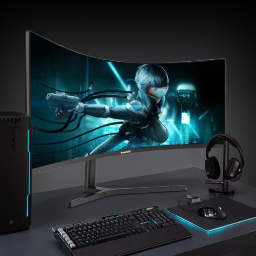 Gawfolk 34 Inch Ultrawide Curved 180Hz Gaming Computer Monitor 1000R PC screen 21:9 UWQHD (3440x1440) ,1ms,100%sRGB,Adaptive Sync,Display Port、HDMI,Liftable Stand,Wall Mount Compatible 75*75mm-Black - Image 3
