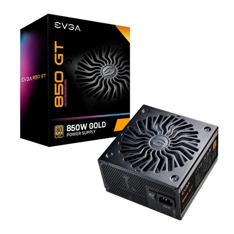 EVGA 850 GT, 80 Plus Gold 850W, Fully Modular, Auto Eco Mode with FDB Fan, 100% Japanese Capacitors, 7 Year Warranty, Includes Power ON Self Tester, Compact 150mm Size, Power Supply 220-GT-0850-Y1
