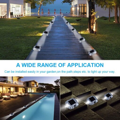 VOLISUN Solar Deck Lights Driveway Dock Lights, 16-Pack Led IP67 Waterproof Outdoor Warning Step Lights for Driveway Sidewalk Garden Pathway Yard(White) - Image 2