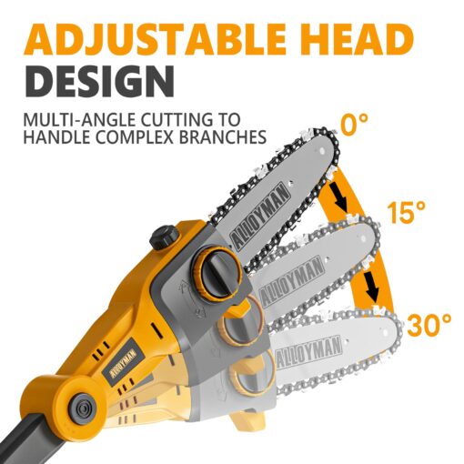 Alloyman Pole Saw 8-Inch Cordless and 16-Inch Pole Hedge Trimmer 2-in-1,with 2 Packs 4.0Ah Batteries & Charger,for Tree Trimming and Shrubs Pruning - Image 3