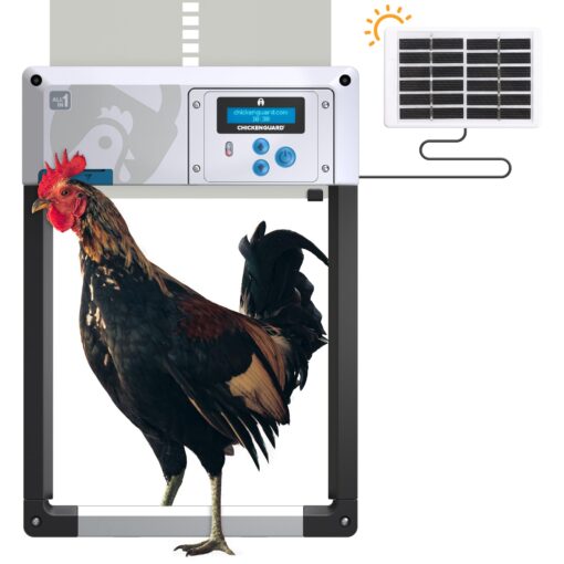 Automatic Chicken Coop Door Opener, ChickenGuard One in All 4 Colours, Timer/Light Sensing, Winter Mode, Auto-Stop & Predator Proof, 3 Power Options, Solar, Battery or Electric (Grey + Solar Kit)