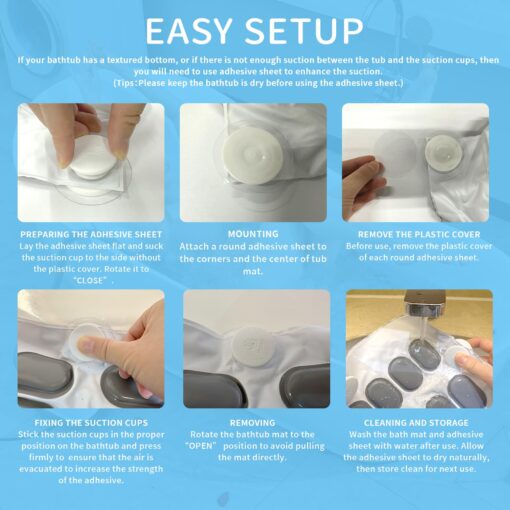 Crossing King Portable Spa Bubble Bath Massager - Bubble Bath Mat Tub Spa Massager with Upgraded Powerful Suction Cup, Electric Air Pump, Pillow and Remote Control for Ultimate Relaxation, Large Size - Image 5