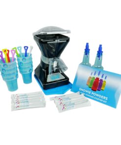 SNOWIE - Little Snowie Max Snow Cone Machine - Premium Shaved Ice Maker, With Powder Sticks Syrup Mix, Premium Kit, Black