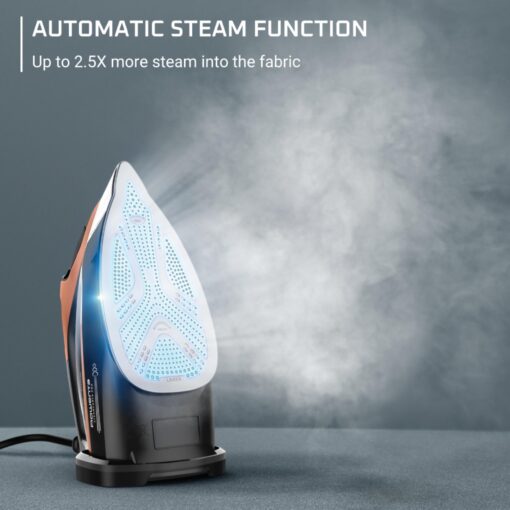 Rowenta Iron, Steam Force Pro Steam Iron for Clothes 1850 watts, 5 presets Smart Screen, Stainless Steel Soleplate, High-Efficiency Handheld Ironing, Black Copper, DW9580 - Image 6