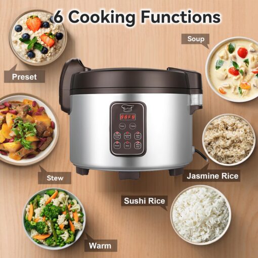 15L Commercial Rice Cooker & Warmer (84 Cup Cooked, 15.8 QT) Smart Large Rice cooker 6 Rice Cook Functions 24-Hr Delay Timer | LED Display | Auto Keep Warm | Non-Stick Inner Pot - Image 5