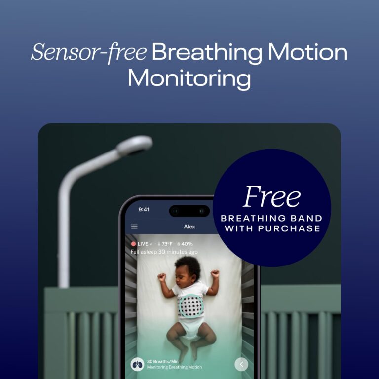 Nanit Pro Smart Baby Monitor & Wall Mount – 1080p Secure Wi-Fi Video Camera, Sensor-Free Sleep & Breathing Motion Tracker, 2-Way Audio, Sound & Motion Alerts, Night Vision, and Breathing Band - White - Image 4