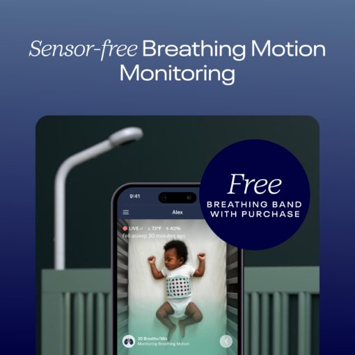 Nanit Pro Smart Baby Monitor & Wall Mount – 1080p Secure Wi-Fi Video Camera, Sensor-Free Sleep & Breathing Motion Tracker, 2-Way Audio, Sound & Motion Alerts, Night Vision, and Breathing Band - White - Image 4
