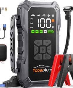 YaberAuto 9-in-1 Jump Starter with Air Compressor 5500A 150PSI Portable Car Battery Jump Starter (All Gas/10L Diesel), Jump Box Car Battery Jumper Starter Portable Jumper Cables, 150W DC, Lights