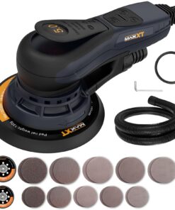 MAXXT Electric 5mm Random Orbital Sander, Palm Sander with Brushless Motor, 5&6Inch Sanding Pads, Central Vacuum, Sanders for Woodworking, Primary Wood and Panel Processing