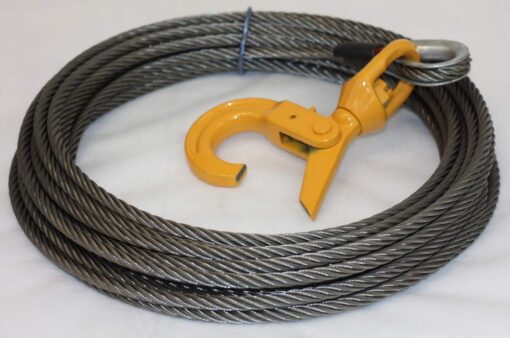 Mytee Products 1/2" x 100' Winch Cable Rope Wrecker Tow Truck Rollback - Steel Core w/Hook, 23,600 lbs Breaking Strength - Image 2