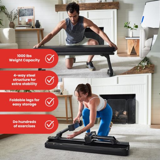 Finer Form Gym Quality Foldable Flat Bench for Multi-Purpose Weight Training and Ab Exercises - Free PDF Workout Chart Included - Image 5