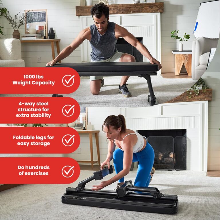 Finer Form Gym Quality Foldable Flat Bench for Multi-Purpose Weight Training and Ab Exercises - Free PDF Workout Chart Included - Image 5
