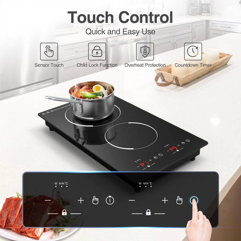 GIHETKUT Double Induction Cooktop, 110V Electric Cooktop 2300W Electric Stove Top with 2 Burner Independent Control, Ultrathin Body, 9 Temperature, Multiple Power Levels, 2 Hour Timer, Safety Lock - Image 3