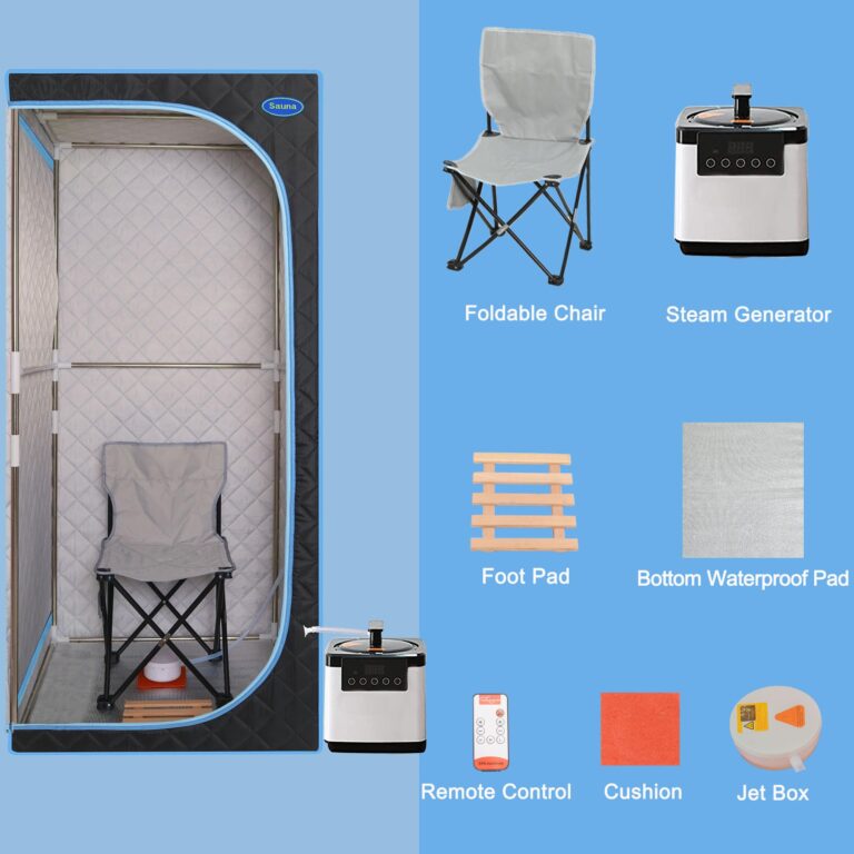 Portable Steam Sauna, Personal Sauna Box, Home Sauna Tent, Thick Triple-Layer Insulated Oxford, 2.2L Steamer, Remote Control, Folding Chair, 15 Levels of Temp, Steel Pipe Bracket 2.63’ x 2.63’ x 5.8’ - Image 2