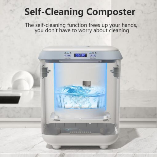 Electric Composter for Kitchen: Smart Compost Bin Outdoor/Indoor, Odorless/Auto-Cleaning/Intelligent LED Display, 2.5L Auto Garbage Disposal Home Countertop Composting Bin, Turn Waste into Fertilizer - Image 3