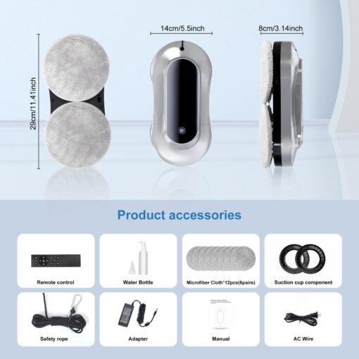 eTRY Smart Robot Window Cleaner, Auto Water Spray & AI Path Planning,Edge Detection & Remote Control, Window Cleaning Robot for Highrise Windows Glass Doors - Image 3