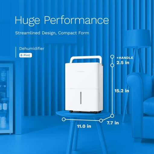 hOmeLabs 1,000 Sq. Ft Portable Dehumidifier - Ideal for Home Bedroom, Bathroom, Office and Small Sized Rooms - Ultra Quiet, Compact with Drain Hose Included - 8 pint - Image 7