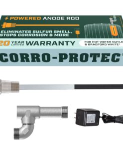 Corro-Protec Powered Anode Rod for Bradford White Water Heater and Hot Water Outlet Installation, Eliminates Rotten Egg/Sulfur Smell within 24 hours and Stops Corrosion Inside Tank, 20-Year Warranty