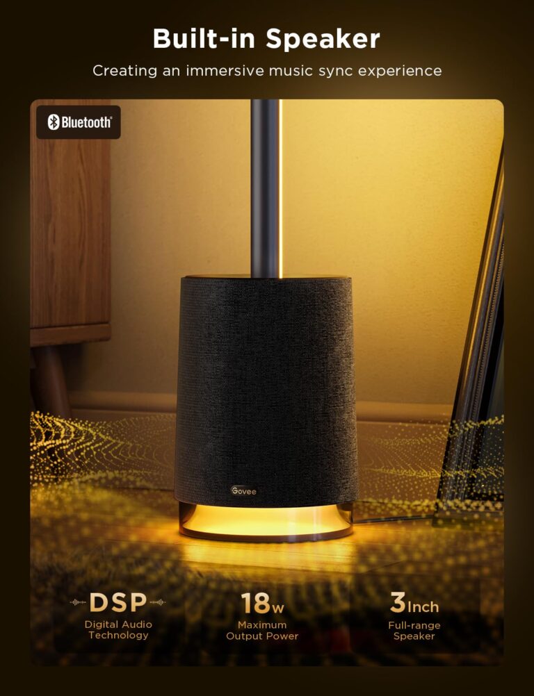 Govee Floor Lamp Pro, RGBIC LED Lamp with Bluetooth Speaker and White Noise, 2100 Lumens Standing Lamp, Works with Alexa, 16 Million Colors, Music Sync, Floor Lamp for Bedroom, Living Room, Black - Image 6