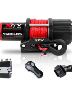 XPV AUTO 12V 4500 lb Winch Electric Winch for Towing ATV/UTV Off Road with Wireless Remote Control Mounting Bracket and Wired Handle,Waterproof IP67(Synthetic Rope)