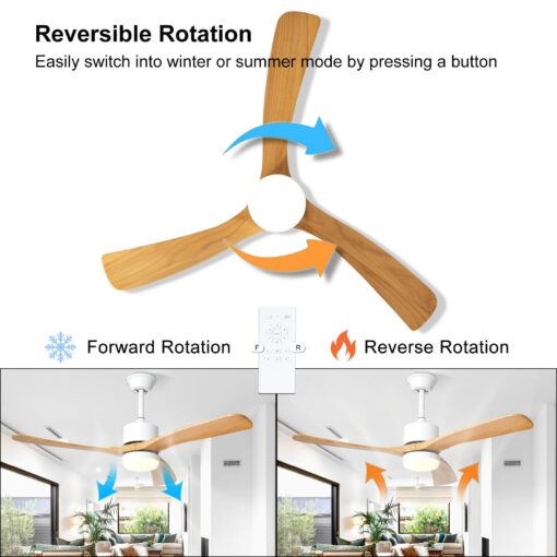 WYIXHOOG 36in Modern Ceiling Fans with Lights and Remote Control 6-Speed Quiet Wood Ceiling Fan Memory Function LED Ceiling Fan Light for Bedroom Living Room Kitchen Indoor Use - Image 6