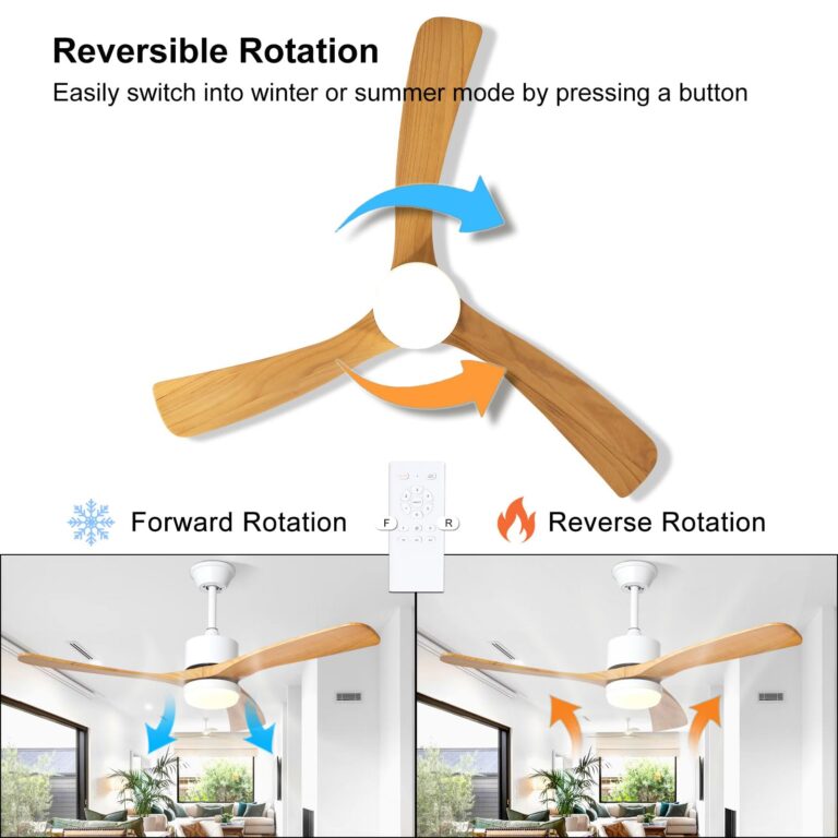 WYIXHOOG 48in Modern Ceiling Fans with Lights and Remote Control 6-Speed Quiet Wood Ceiling Fan Memory Function LED Ceiling Fan Light for Bedroom Living Room Kitchen Indoor Use - Image 6