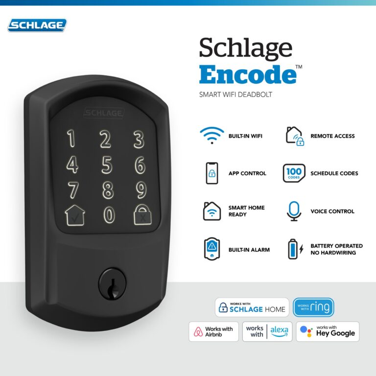 SCHLAGE BE489WB GRW 622 Encode WiFi Deadbolt Smart Lock, Keyless Entry Touchscreen Door Lock with Greenwich Trim, Matte Black - Image 11