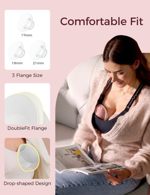 Momcozy Breast Pump Hands Free Upgraded Mobile Flow | M9, App Discreet Control with Personalized Multi-Modes & 15 Levels, Wearable Breast Pump 24mm, 2 Pack Cozy Red - Image 4