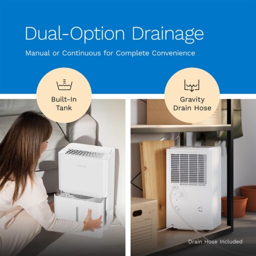 hOmeLabs 2,400 Sq. Ft Dehumidifier – 32 Pint, High-Efficiency Moisture Removal for Home, Bedroom, Bathroom & Large Rooms – Powerful Humidity Control, Quiet & Portable with Auto Shut-Off - Image 2