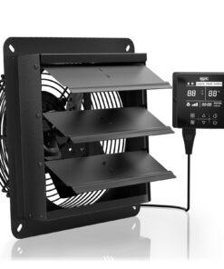 AITECAC 10 Inch Shutter Exhaust Fan, High-Speed Vent Fan with Temperature Humidity Controller, Suitable for Attics, Greenhouses, Garages