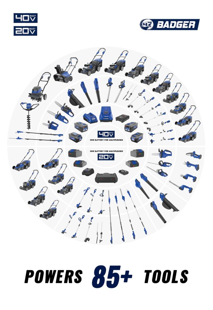WILD BADGER POWER 40V Cordless Weed Wacker, String Trimmer/Edger, Pole Saw, Hedge Trimmer and Brush Cutter Blade, Attachment Capable 4-in-1 Multi-Tool Kit with 2 * 20V 4Ah Battery and 1*Charger - Image 2
