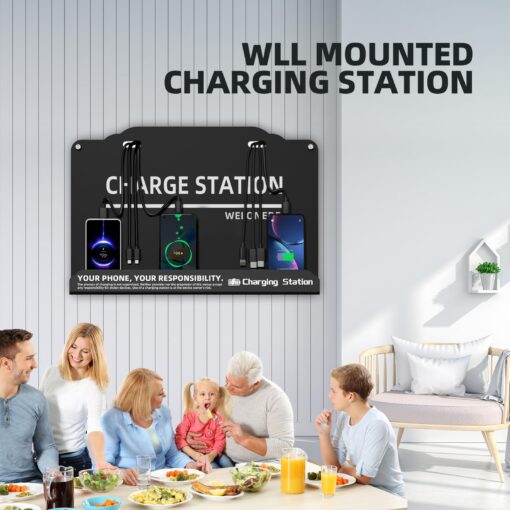 Wall Mounted Cell Phone Charging Station Mobile Phone Charging Station | Fast Charging 8 Device | Compatible with iPhone ipad Smartphone Tablets Port | Great for Offices Hotel Hospital Airport - Image 7