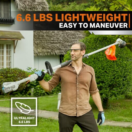 RB 17" Cordless String Trimmer, 40V Lithium Battery Weed Wacker with 4.0Ah Battery & Fast Charger & .095'' line, 2 in 1 Grass Trimmer and Edger, 2-Speed Adjustable, Low Vibration Lawn Garden Tool - Image 5