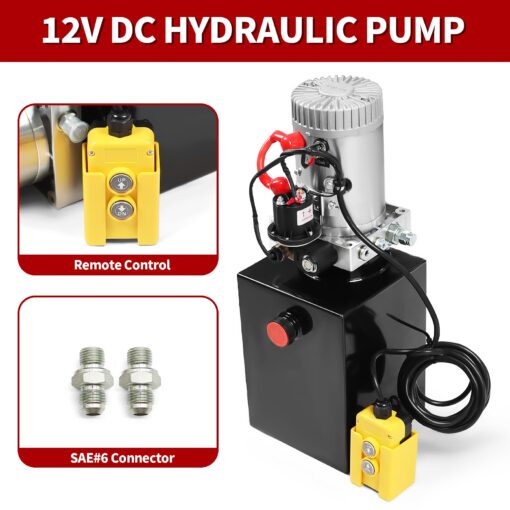 Nakkaa 12V DC Hydraulic Power Device 8 Quart/ 10 Quart/ 13 Quart Hydraulic Dump Trailer Pump for Lifting and Lowering Dump Trailer Trucks Single/Double Acting (13 Quart Single) - Image 4
