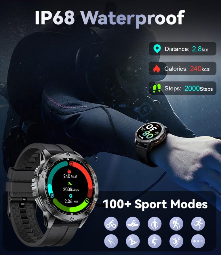 LIGE GPS Military Smart Watch for Men, LED Flashlight/Compass/45 Days Battery/IP68 Waterproof 1.43'' AMOLED Smartwatch, 100+ Sports Modes Fitness Tracker, Rugged Smart Watches for Android iOS - Image 6