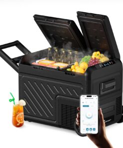 WOLFBOX 12V Car Refrigerator, 39 Quart Dual Zone Car Fridge, Portable Freezer(-8℉~68℉) with 12/24V DC 100/240V AC, APP Control Electric Cooler for Car, RV, Camping, Travel and Home Use