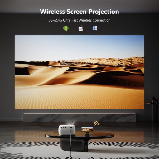 Mini Projector with WiFi and Bluetooth, 4K 1080P Portable Projector, 18000 Lumens Outdoor Movie Projector Support Electric Focus & Auto Vertical Keystone, Smart Video Projectors for Phone/TV Stick/PC - Image 5