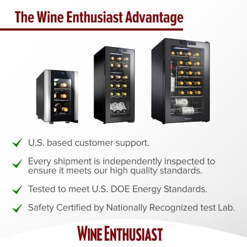 Wine Enthusiast 24-Bottle Compressor Wine Cooler with Upright Bottle Storage - Freestanding Wine Refrigerator with Digital Touchscreen and LED Temperature Display - Image 2