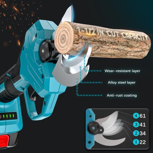 Electric Pruning Shears for Makita Battery, Pruners for Gardening 1.5-2 Inch Cutting Diameter with 2 Pack 2.0Ah Batteries, Cordless 13ft. Pole Pruner for Tree Trimming Branch Cutter with Pruning Blade - Image 7